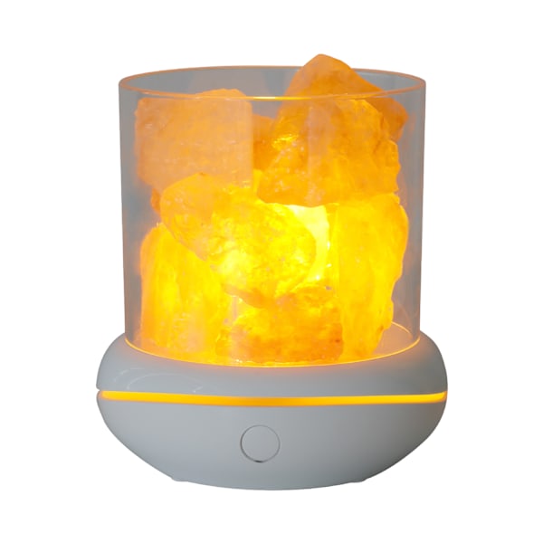 Saltstenslampa USB Aromaterapi Vit/Orange