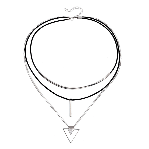 Halsband med geometrisk triangel Silver Silver