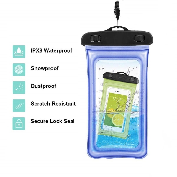 Flydende vandtæt mobiltaske universal størrelse Blå 2 Pack