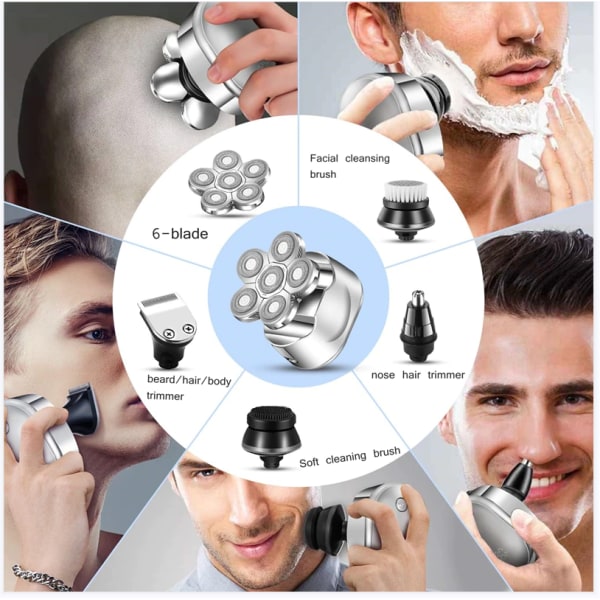 INF 6-i-1 barbermaskine/trimmer til hoved og ansigt