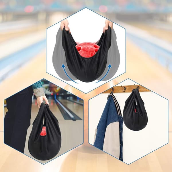 Rensepose til bowlingbold - polyester mikrofiber til polering og rengøring udendørs, 53cm x 22cm, sort