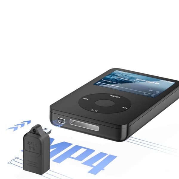 Vinklet mini USB han til USB-A hun OTG-adapter 4-pak med nøglering, USB2.0 480Mbps, ABS sort, kompakt profil