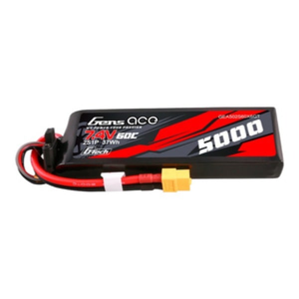 Gens ace G-Tech 5000mAh 7,4V 60C 2S1P Lipo PC-materialfodral med XT60-kontakt