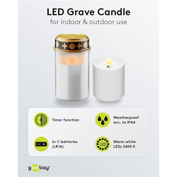 LED gravlys med timer, hvid