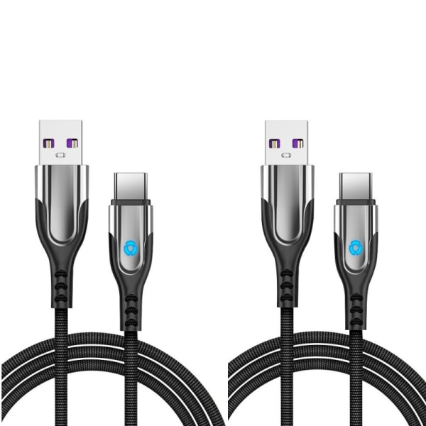 2-pack Type-C till USB-kabel 3.1A snabbladdning/datasynk 1 m Sva Svart