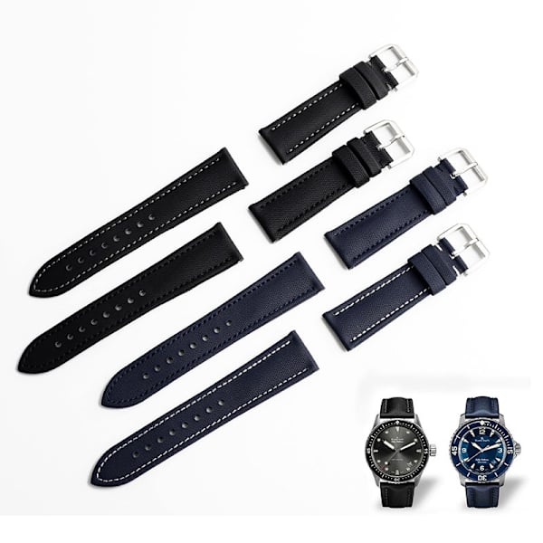 Moonswatch Omega Oxford vattentålig klockrem i kohudsläder Blå + blå 20 mm