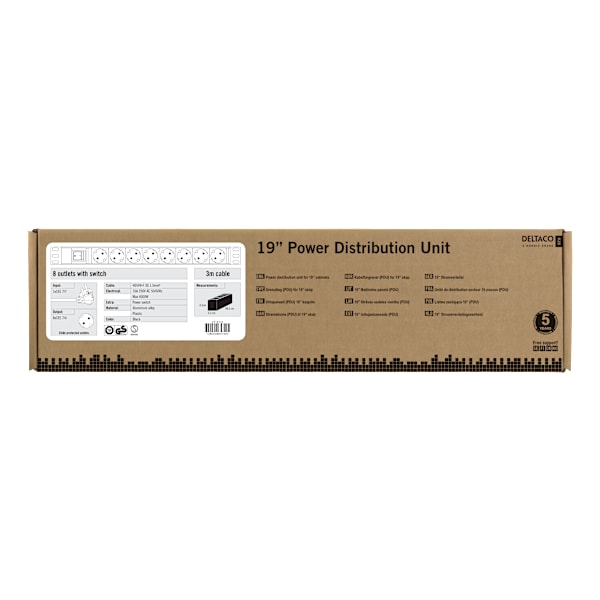 Powerstrip 8xCEE 7/3 socket 1xCEE 7/7 switch 19 "1U 3m cable