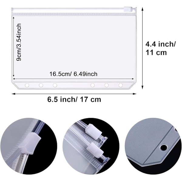 A6 PVC-dragkedja för 6-ringspärm 30-pack