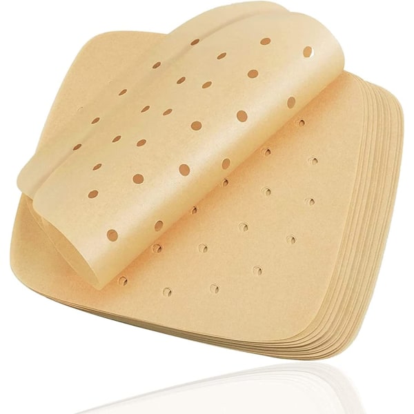Neliönmuotoinen rei'itetty leivinpaperi Air Fryer 100-pakkaukseen beige 20 cm