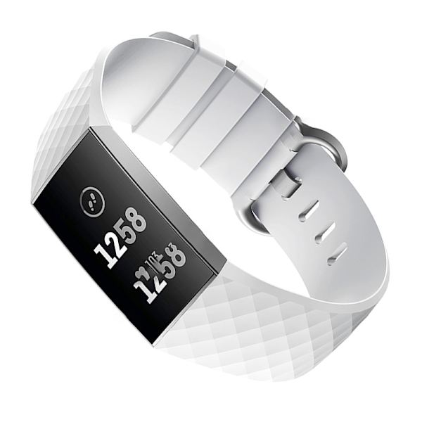Vit silikonrem för Fitbit Charge 4/3 - Stor