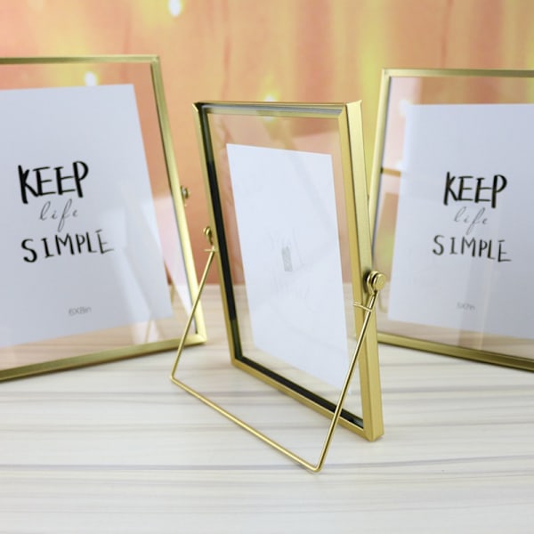 Geometrisk metal billedramme - Guld (4x6)