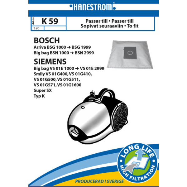 Vacuum cleaner bags K59