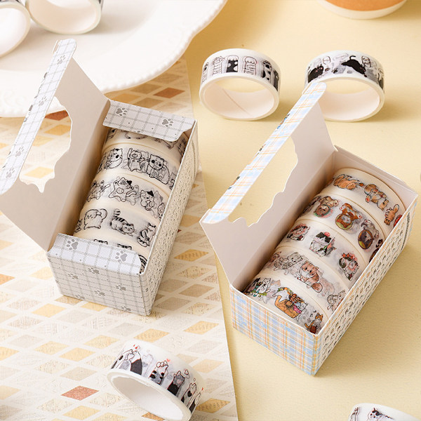 Sött tecknat washi-tejp set för scrapbooking & journalföring