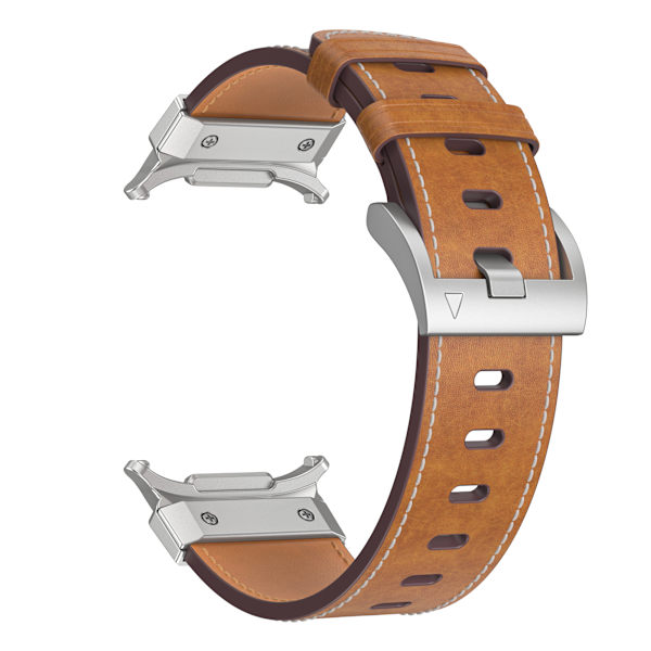 Äkta Läder Klockarmband med Silveranslutning för Samsung Watch 7 Ultra 47mm Brun