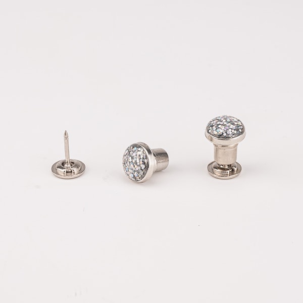 Usynlige Tryklåse, Flad Bagside Rhinestone Runde Knapper (10 stk.) Gennemsigtig