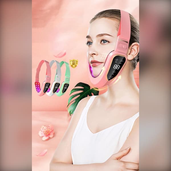 Ansigtsmassager V-Face med 12 justerbare niveauer, mikrovibrationer og LED-lysterapi til kæbelinje og ansigtskontur White White