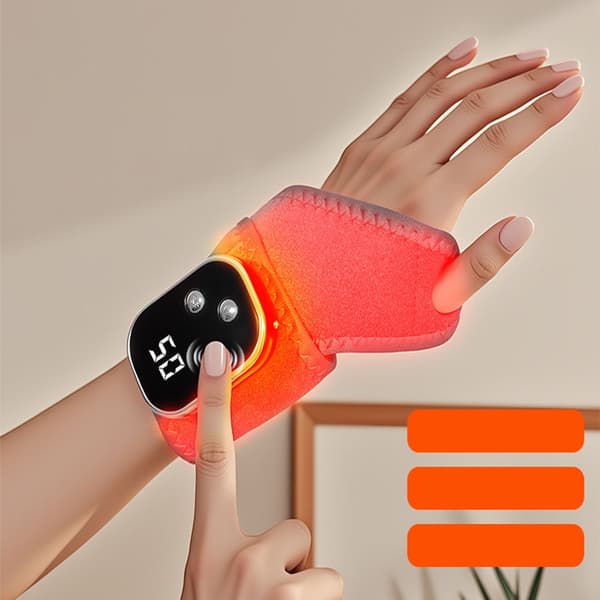 Elektrisk opvarmet håndledsmassageapparat med vibration og varmeterapi, USB-genopladelig, til lindring af håndledssmerter