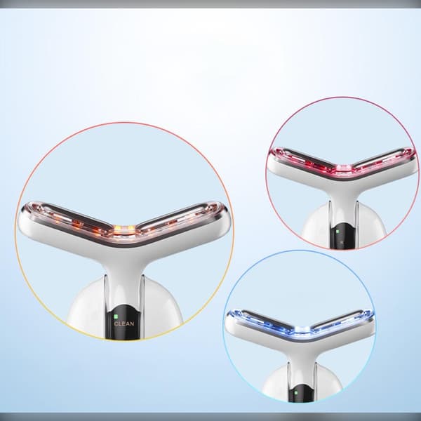 EMS Hals Massager: Ansigtsløftningsenhed med RF, LED & Mikrostrøm til Hudopstramning Silver+White Silver+White