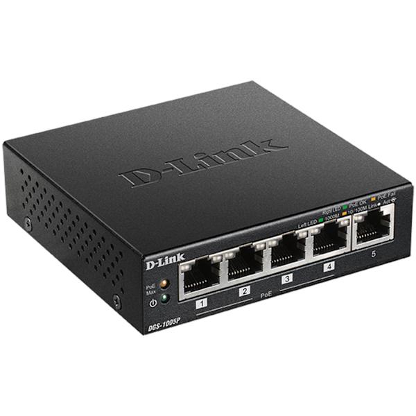 DGS-1005P 5-Port Gigabit PoE+ Switch Svart