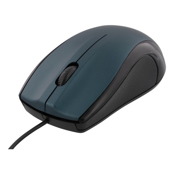 Wired optical mouse, 3 buttons with a scroll, 1200 DPI, blue Svart, Blå
