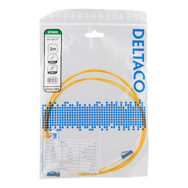 OS2 Fiber cable, LC – LC, simplex, singlemode, UPC, 2m