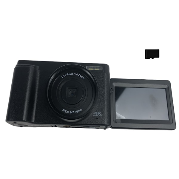 INF Digitalkamera med 48 MP, HD 1080p, 16x zoom, flip screen, 32GB minneskort