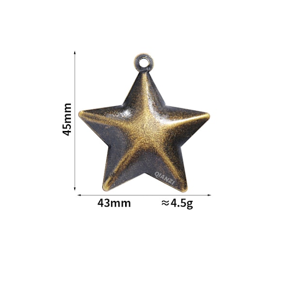 DIY Retro Kellot 43x45mm Tähtikellot Antiikki Pronssi - 10 kpl