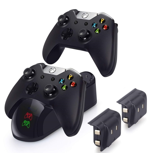 Dubbel laddstation för Xbox One S/Elite/X kontroller med 2 batte