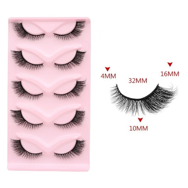 10 paria kaarevia 3D cat eye tekoripsiä Musta 3x16x5x30 mm