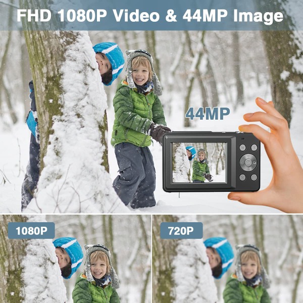 INF Digitalkamera 44MP/1080P/16X digital zoom/fyllningsljus Svart