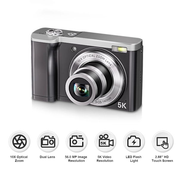 INF 5K digitalkamera med 5X optisk zoom och anti-shake-stabilisering