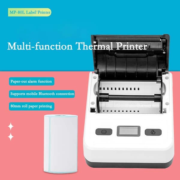 80mm Bærbar Bluetooth Termisk Etiketprinter - USB + Bluetooth Forbindelse, Kompatibel med Android, iOS og Windows