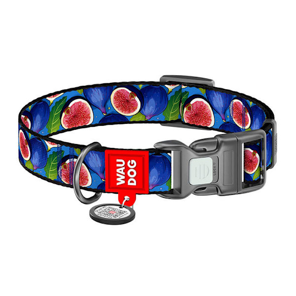 Waudog "Fig" hundhalsband i nylon med QR-kod, storlek XL