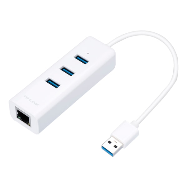 USB 3.0 Hub/Gbit Eth Adapter 3xUSBA 3.0 ports 1m cable white