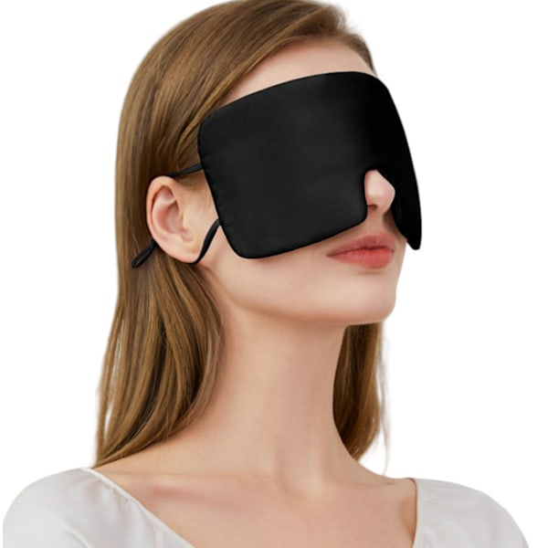 Oversized silke sovemaske til mænd og kvinder Sort