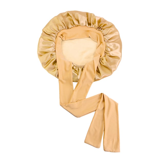 Dobbeltlags Satin Elastisk Streamer Sleep Cap - Khaki