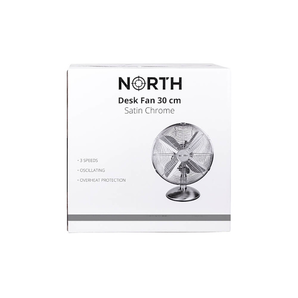 NORTH Fläkt Bordsfläkt 30cm Satin Chrome