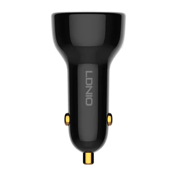 LDNIO C101 Biloplader, USB + USB-C, 100W + USB-C til Lightning-kabel (sort)