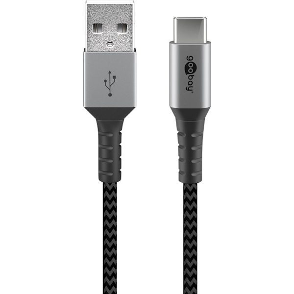 USB-C™ til USB-A tekstilkabel med metalstik 0,5 m