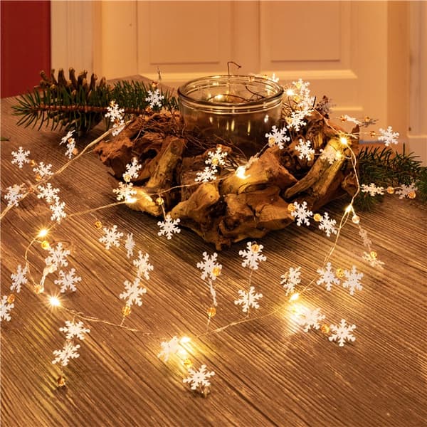 10 LED lyskæde sølvtråd "Snowflakes"