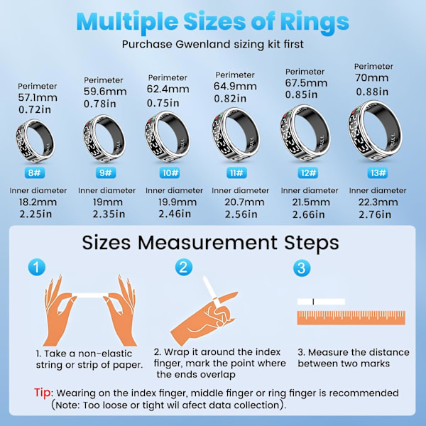 Smart Ring: Din ultimative sundheds- og fitnesstracker Sort 8
