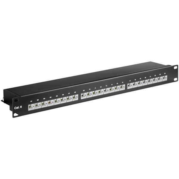 CAT 6 19-tums (48,3 cm) kopplingspanel, 24 portar (1 HE) Svart