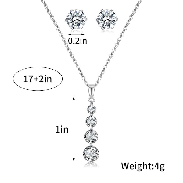 Zirkonhalsband med Hjärthänge & Örhängen för Kvinnor Silver