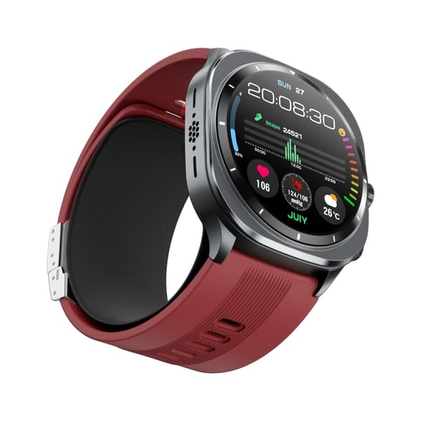 Smartwatch med ECG og blodtryksmåling til daglig brug og træning - 1.43 inch AMOLED, Bluetooth-opkald, NFC, 5-10 dages batteritid Red Red
