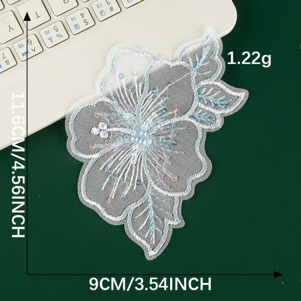 12-delt Lace Flower Applique Broderede Patches til DIY Crafts
