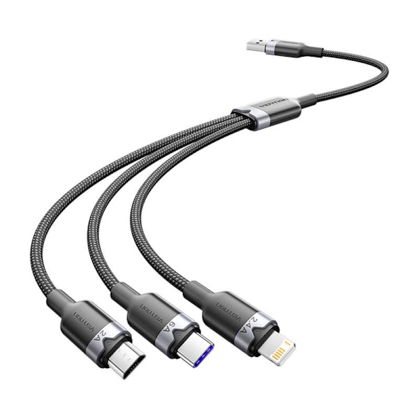 USB 2.0 A till 3-i-1 6A-kabel Ventilation CTRBG 1.5M (svart)