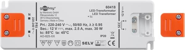 LED-transformator 12 V (DC) (DC), 30 W