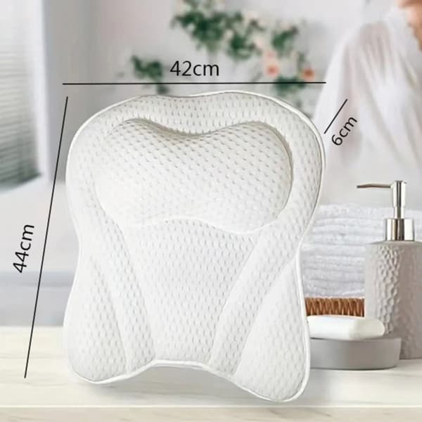 3D Mesh Badkudde med Sugkoppar - Spa Badkar Nackstöd White White