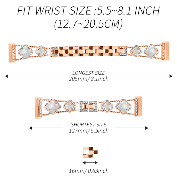 Cloverlink-armband för Fitbit Versa 3/4/Sense 2 Rose guld