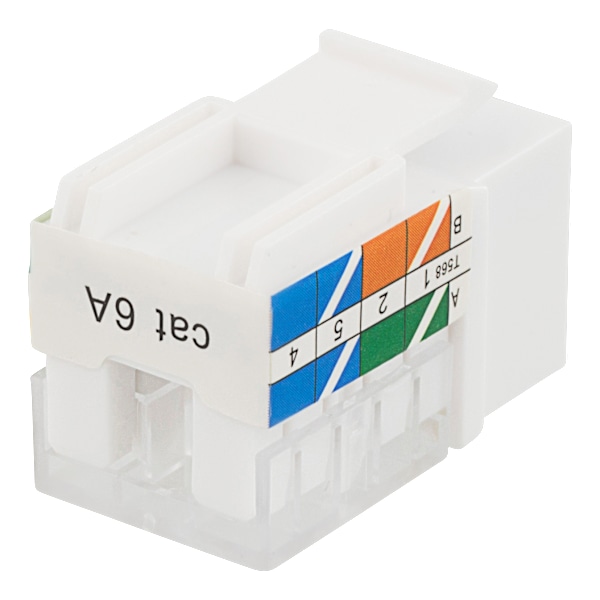 Cat6A Keystone jack, LSA/110 termination, plastic, 90, white